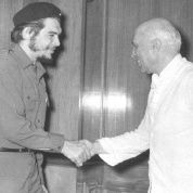Prime Minister Jawaharlal Nehru welcoming Che Guevara in his Teen Murti residential office on Jul. 1, 1959.