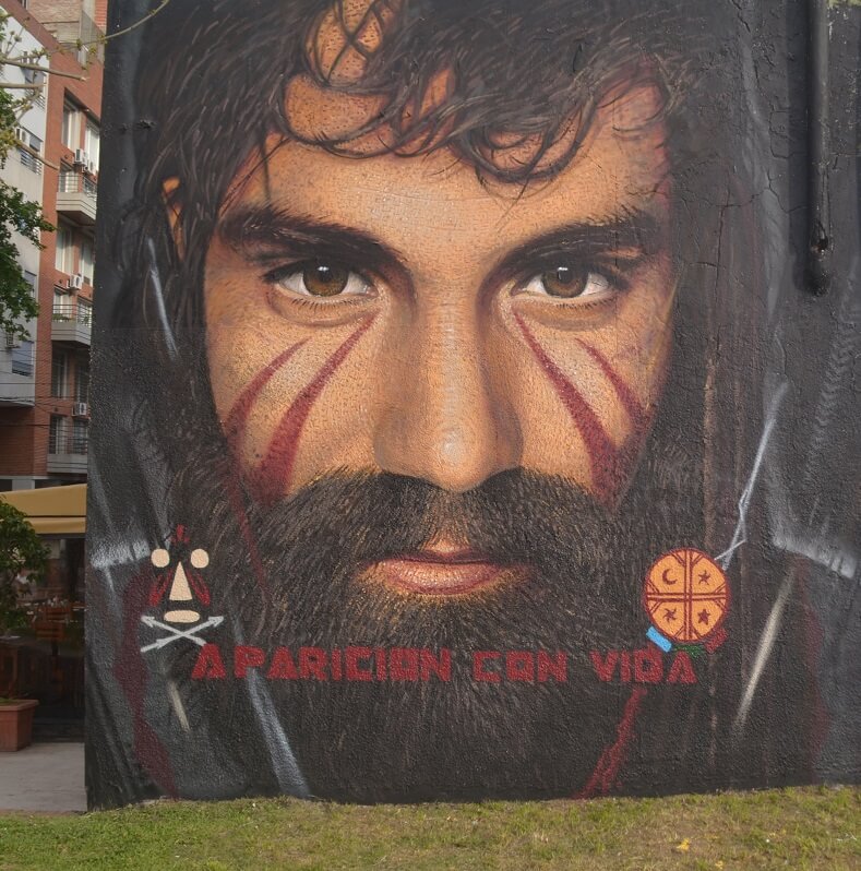 Santiago Maldonado, an Argentine activist who supported the struggle of the Mapuche people and was murdered by Argentina's state security forces.