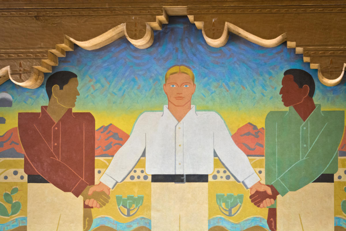 The mural at the UNM's Zimmerman Library in Albuquerque is the focus of complaints about the depiction of Hispanics and Native Americans.