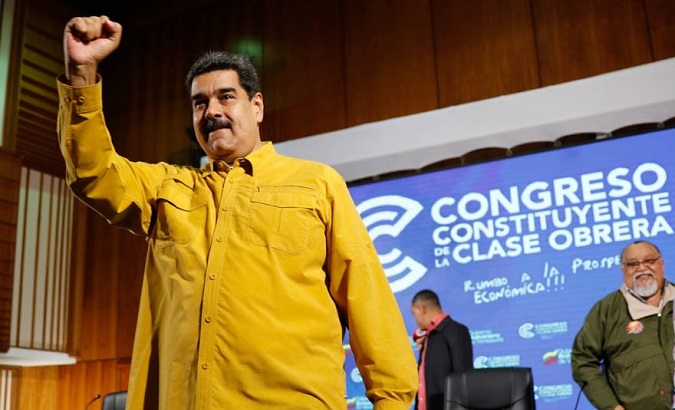 President Nicolas Maduro at the closing ceremony of the Working Class Constituent Congress in Caracas. October 11, 2018.