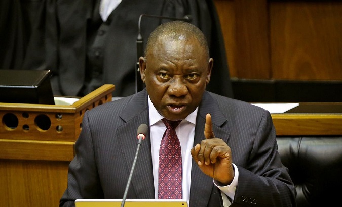 South African President Cyril Ramaphosa speaks in Parliament in Cape Town, South Africa, Feb.20, 2018.