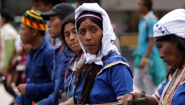 Colombian Campesinos demand better conditions in a 2014 march. Colombia is one of the region's most unequal country.