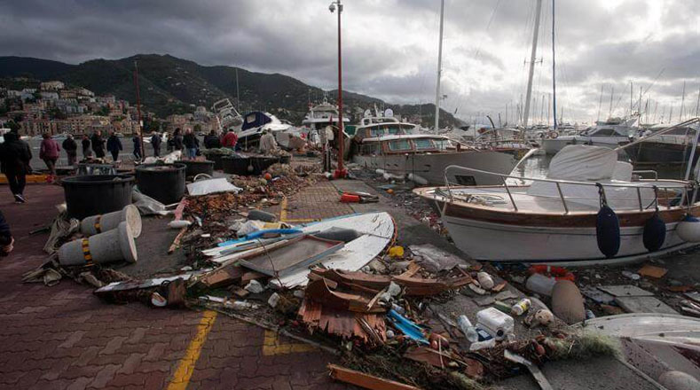 El jefe de Protección Civil de Italia, Angelo Borrelli, informó este martes que se han formado tormentas perfectas y los vientos se acercan a rachas huracanadas.