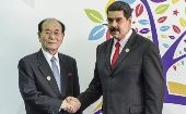Kim Yong-nam, presidente de la Asamblea Popular Suprema de Corea del Norte, junto al presidente de Venezuela, Nicolás Maduro, en la XVII Cumbre del Movimiento de Países No Alineados (MNOAL) en 2016.