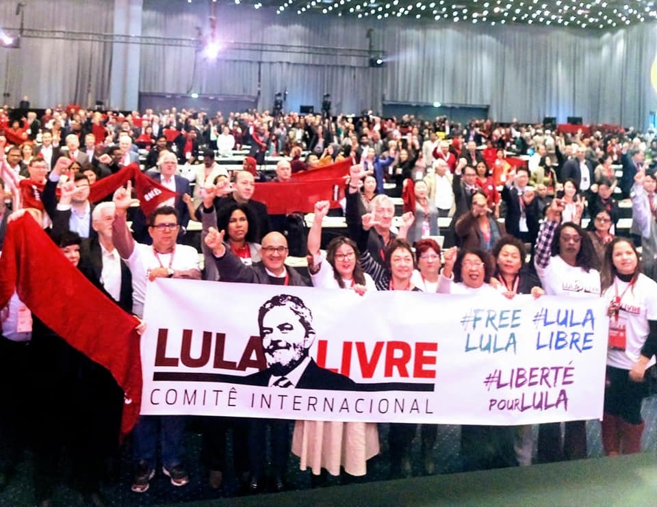 Los movimiento sindicales reunidos en el Congreso Mundial de la CSI pidieron la liberación inmediata de Lula da Silva.