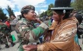 Las mujeres estudiaron en el Colegio Militar del Ejército en La Paz, gracias a la nueva ley de servicio voluntario. 
