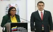 La vicepresidenta venezolana reiteró que EE.UU. pretende desestabilizar el Gobierno constitucional del presidente Nicolás Maduro.