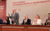 Mexican President Andres Manuel Lopez Obrador (AMLO) with his cabinet as they introduce the administration