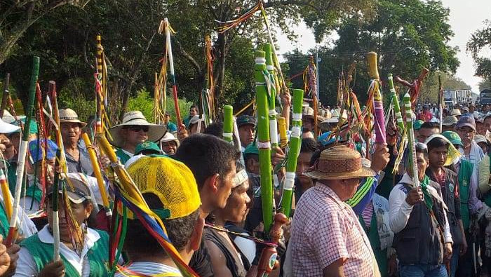 Los pueblos indígenas que se unen a la minga provienen de ocho departamentos del país.