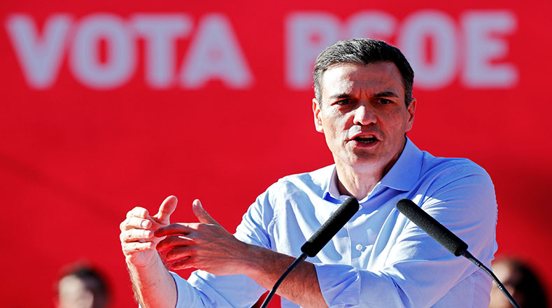El presidente del Gobierno y candidato socialista, Pedro Sánchez, alertó que el PSOE es el único partido que puede cerrar el paso al advenimiento de la extrema derecha.