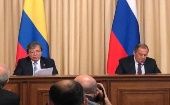 El canciller ruso (I) enfatizó que "con esas amenazas no se puede solucionar un conflicto”, al referirse a la situación en Venezuela.