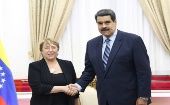 Bachelet llegó a Venezuela tras aceptar la invitación entregada por el presidente Nicolás Maduro el 26 de noviembre del año pasado.