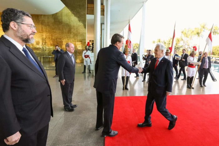 Llegada del presidente chileno Sebastián Piñera, al Palacio de Alvorada para visitar a su homólogo brasileño Jair Bolsonaro.