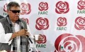 Jesús Santrich, uno de los exlíderes de las FARC que se rearmaron, aparece en esta foto de archivo en una rueda de prensa en 2017.