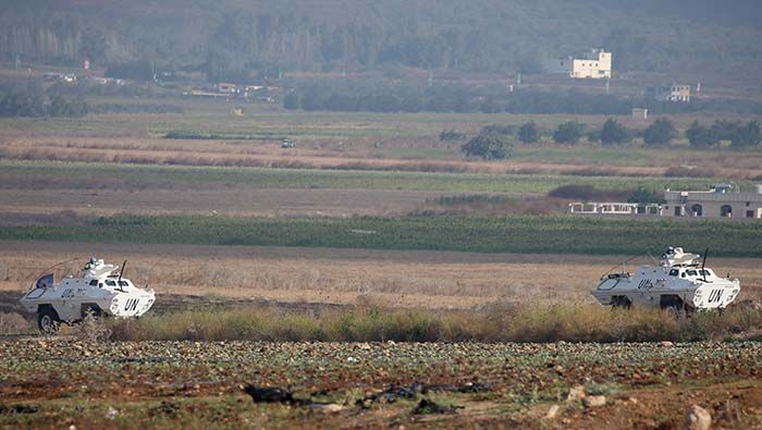 Fuerzas de la ONU refuerzan la vigilancia en la frontera entre el Líbano e Israel.