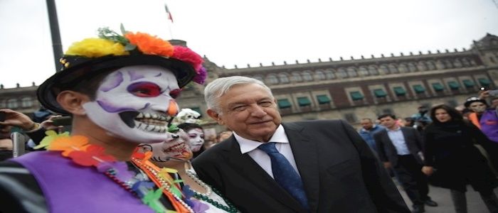 President Andres Manuel Lopez Obrador participates in the Day of the Dead celebration in Mexico City, Mexico, Nov. 1, 2019.