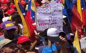 En Caracas, el chavismo marcha en apoyo a la Revolución Bolivariana y al presidente Nicolás Maduro.