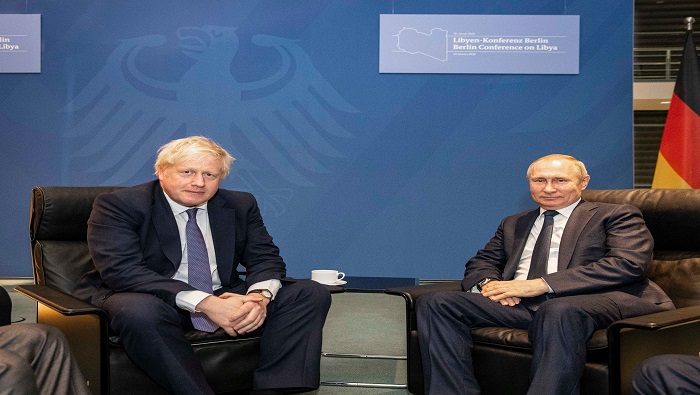 Por primera vez, en calidad de jefes de Gobierno, se reunieron Johnson​​​​​​​ y Putin en la conferencia de Berlín.