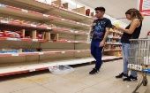 Por el coronavirus los anaqueles de los supermercados en distintos países de Suramérica tienen faltante de productos.