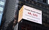 El "Reloj de la Muerte de Trump" fue un sitio web creado por el cineasta Eugene Jarecki para mostrar de manera pública y visible la ineficiencia del presidente en el manejo de la crisis.