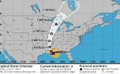 En la fotografía se muestra el pronóstico de tres días de la tormenta tropical Cristóbal después de ingresar a EE.UU.