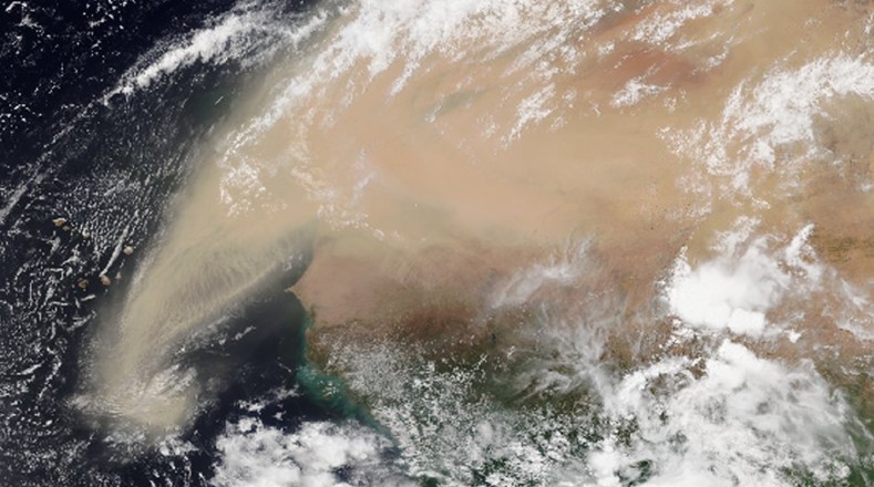 El polvo del Sahara es uno de los más espectaculares fenómenos de la circulación natural de sustancias en el mundo.