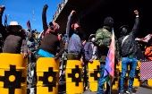 Un grupo de manifestantes, en una protesta realizada el pasado 14 de agosto, reclamó la renuncia de la presidenta de facto de Bolivia.