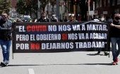 Organizaciones sindicales protestan en Colombia contra el paquetazo económico del Gobierno del presidente Iván Duque.