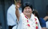 Evo Morales addresses the people in Buenos Aires, Argentina, January 20, 2020