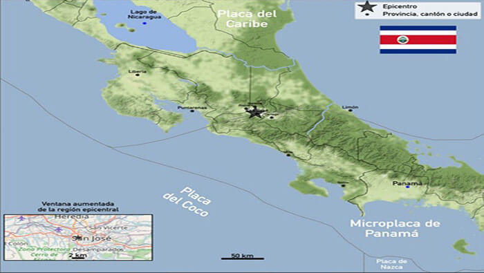 El Observatorio Vulcanológico y Sismológico de Costa Rica ubicó el epicentro  del temblor en San José, a 77 kilómetros de profundidad.