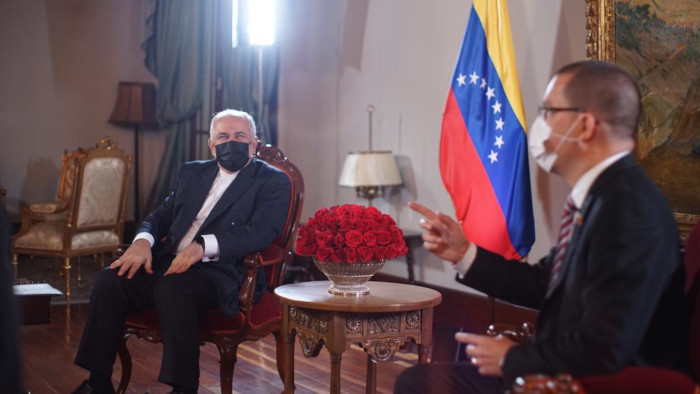 Canciller venezolano Jorge Arreaza en un encuentro con el canciller de la República Islámica de Irán en Casa Amarilla.