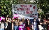 Las mujeres se manifestaron el 25 de noviembre contra la violencia machista en Atenas, la capital griega. 