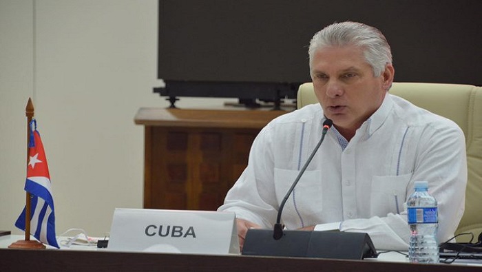 Presidente cubano rechazó las medidas coercitivas unilaterales y las agresiones propiciadas por el Gobierno estadounidense contra los pueblos de Nicaragua y Venezuela.