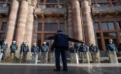 Fuerzas de seguridad custodian edificios gubernamentales en la capital armenia, Ereván.