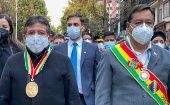 Junto al presidente boliviano estuvieron en la conmemoración por el Día del Mar, el vicepresidente David Choquehuanca y otros funcionarios del Gobierno
