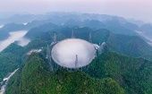 Aerial photo shows the Aperture Spherical Radio Telescope, Guizhou Province, China, March 31, 2021.
