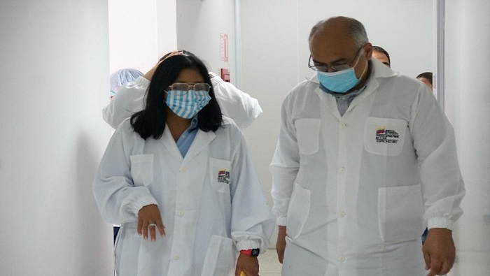 La vicepresidenta venezolana, Delcy Rodrígurz y una delegación de Cuba supervisaron la operatividad de la Planta Espromed Bio.