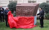 A sculpture of a group of Chinese revolutionaries was unveiled in the China Cultural Center in Paris, France, March 23, 2019. A ceremony and a series of events were held here to mark the centennial of the Work-Study Movement.
