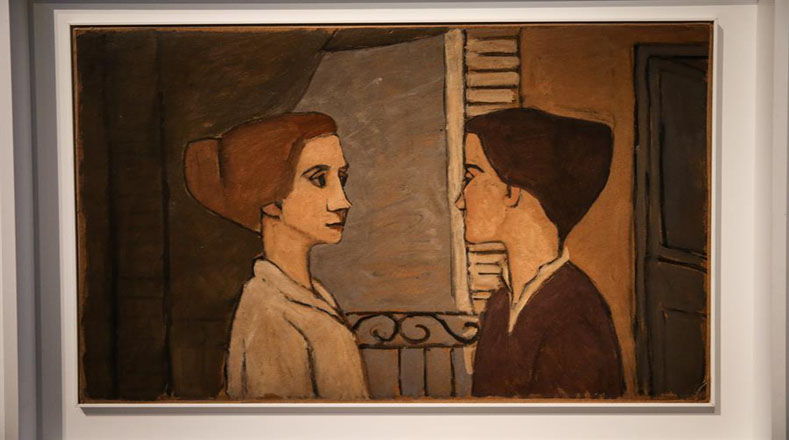 Elsa Andrada fue una pintora y artista plástica que nació el 14 de marzo de 1920. Formó parte del Taller Torres García, donde conoció a su esposo en 1951, Augusto Torres. Esta pintura se llama "Diálogo silencioso", expuesta en el Museo Gurvich de Montevideo.