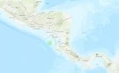 El el epicentro del sismo se localizó a 82 kilómetros al suroeste de la costa de Huehuete, en el departamento nicaragüense de Carazo.
