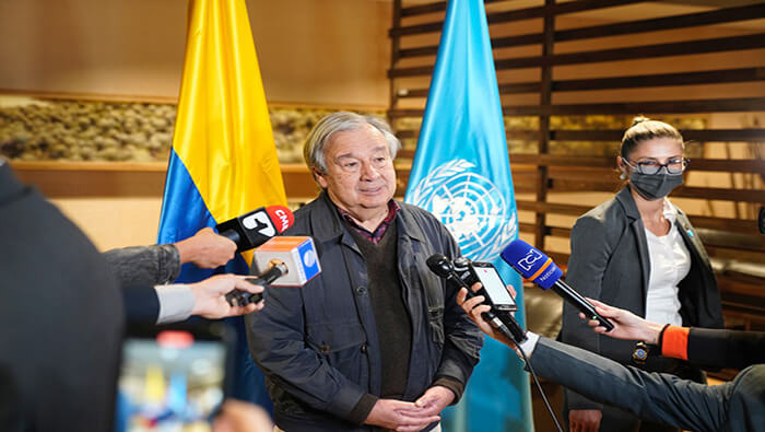 António Guterres Guterres afirmó que su visita a Colombia es de solidaridad con el pueblo colombiano.
