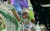 Members of a samba school parade in the sambadrome during the 2020 carnival in Rio de Janeiro, Brazil, in a file photograph.