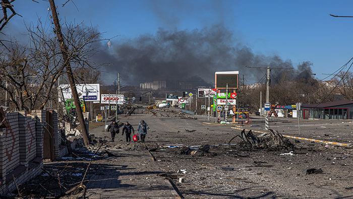 El Ministerio de Defensa ruso afirmó que las tropas rusas dejaron la ciudad de Bucha tres días antes de la supuesta masacre.