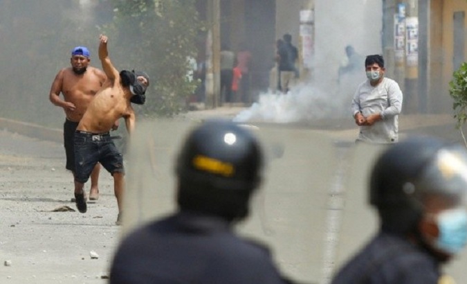 Citizens protesting in Lima, Peru, April 4, 2022.