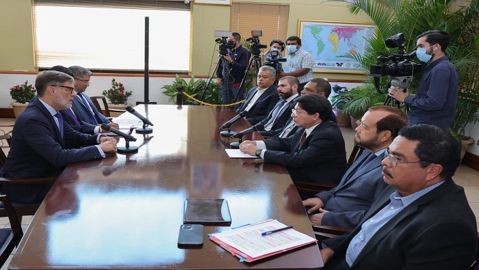 El canciller venezolano sostuvo un encuentro con su homólogo de Nicaragua, Denis Moncada, de cara a la próxima reunión de la Comisión Mixta bilateral.
