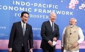 Japanese Prime Minister Fumio Kishida (L), U.S. President Joe Biden (C), and Indian Prime Minister Narendra Modi (R), Tokyo, Japan, May 23, 2022.