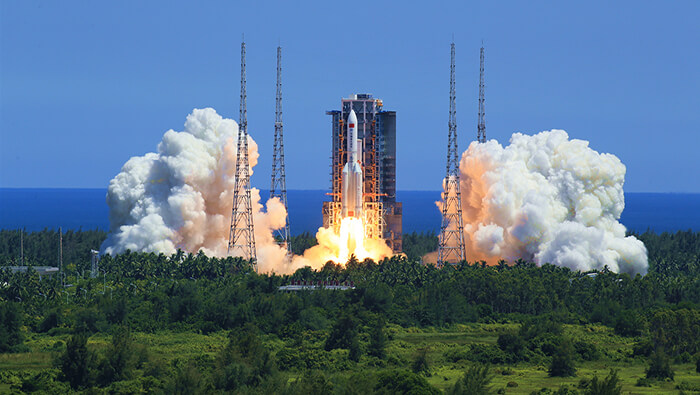 El módulo Wentian fue propulsado por un cohete Larga Marcha 5B desde el centro de lanzamiento de Wenchang, en la isla china de Hainan.
