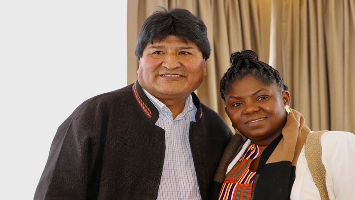 Evo Morales y la vicepresidenta electa colombiana defienden la unidad en la diversidad.