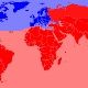 The majority world (in red)