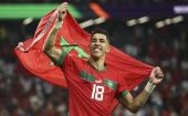 Jawad El Yamiq of Morocco celebrates after the Round of 16 match against Spain of the 2022 FIFA World Cup at Education City Stadium in Al Rayyan, Qatar, Dec. 6, 2022.
